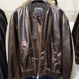 Winter Loose Fit Retro Brown Leather Race Jacket