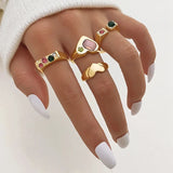 Y2K Soft Gemstone Heart Rings