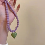 Colorful Heart Pendant Beaded Necklace