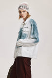 Flattering White Tie Dye Hip Hop Denim Jacket