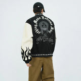 Retro Heavy Embroidered Patchwork Varsity Jacket
