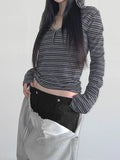 Slim Fit Striped Long Sleeve Hoodie