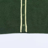 Contrast Color Round Neck Long Sleeve Knit Cardigan
