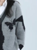 Vintage Butterfly Jacquard Knitted Cardigan