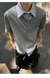 Men's Streetwear Slim Fit Striped Polo T-Shirt