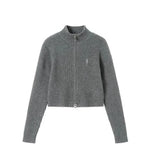 Women Vintage Grey Zipper Sweatshirt