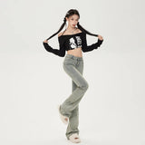 High Waist Vintage Blue Flare Jeans