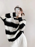 Women Comfort Cozy Striped Mohair Sweater