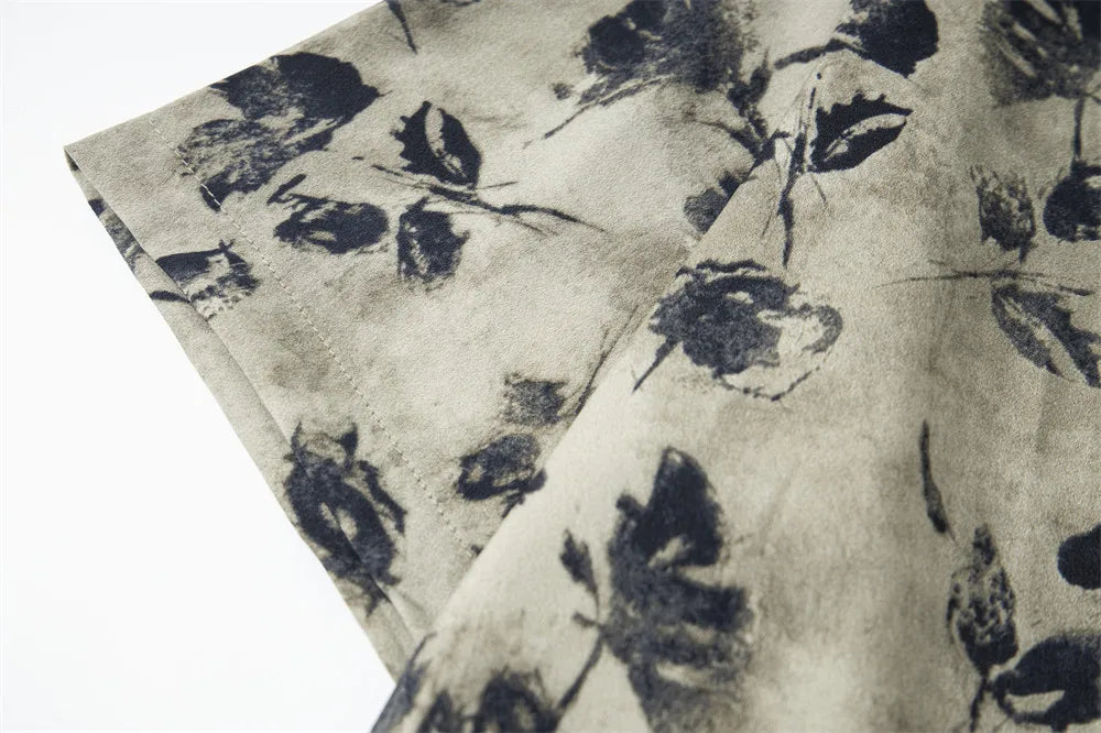 DAXUEN Men's short-sleeve button-up shirt with floral print