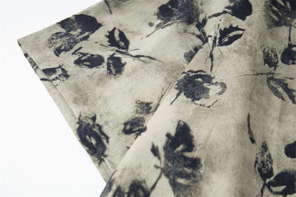 DAXUEN Men's short-sleeve button-up shirt with floral print