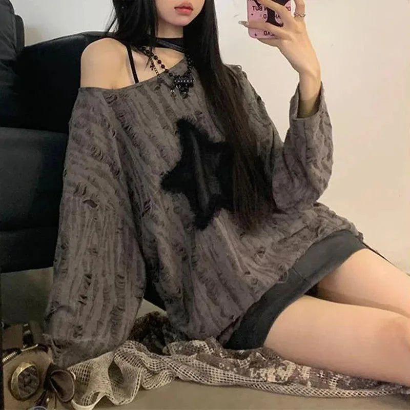 Y2K Star Grunge Sweater