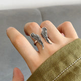Handmade Retro Silver Angel Wings Ring