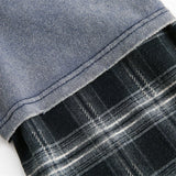 Plaid Patchwork Fake Two-Piece Long Sleeve T-Shirt