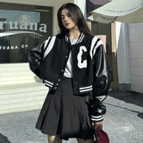 Autumn Korean Letter Embroidery Leather Jacket