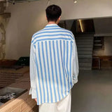 High-Quality Satin Stripe Splicing Long Sleeve Shirt