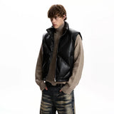High-Quality Solid Color PU Leather Padded Vest