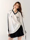Women Sporty Black Oversized Long Sleeve T-Shirt