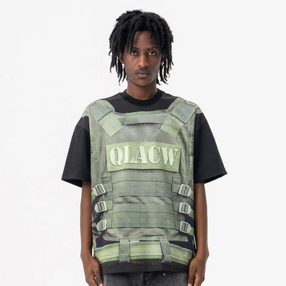 Streetwear High-Street Vest Printed T-Shirt