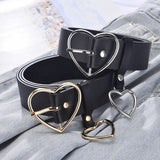 Heart Buckle Leather Black Belt