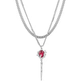 Rave Gift Gothic Red Rose Pendant Necklace