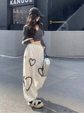 Sweet Dark Vintage Heart 3D Straight Pants