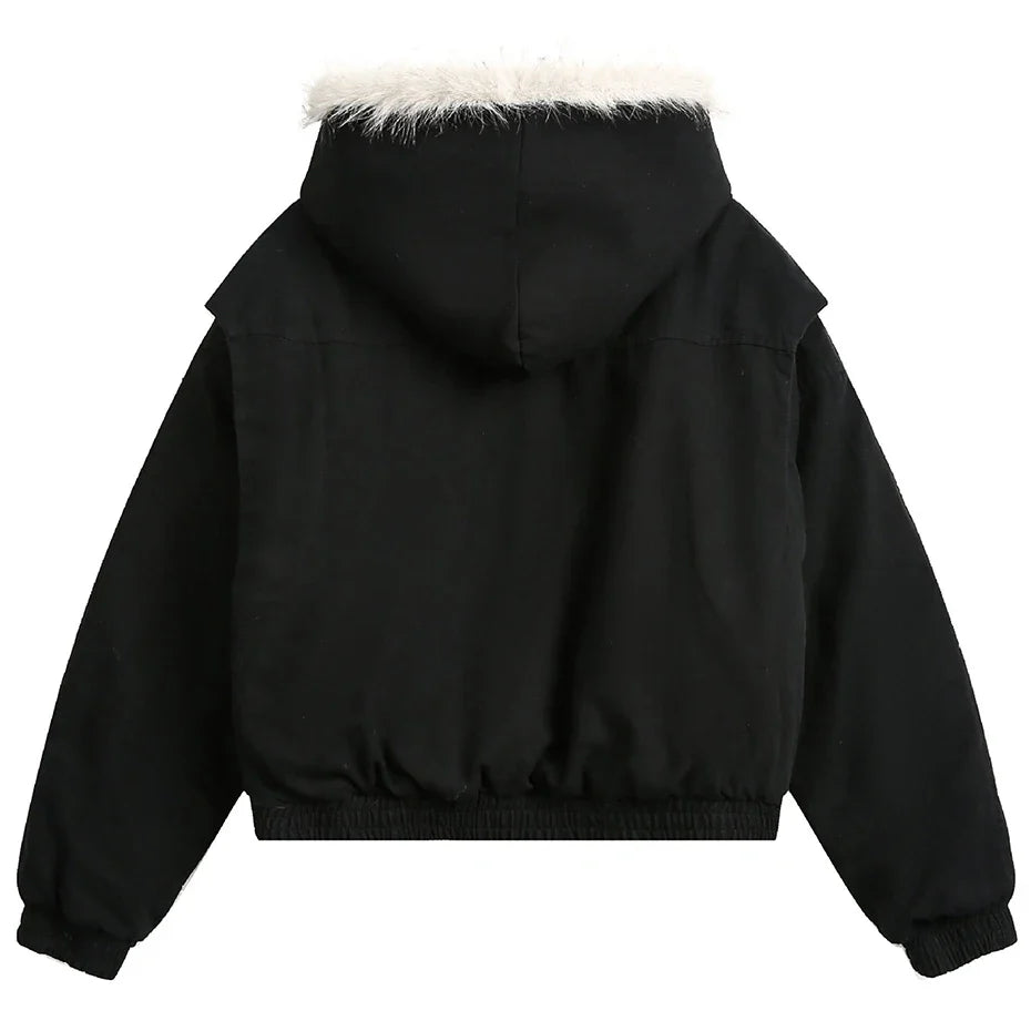 Y2K Winter Thick Padded Parkas with Furr Jacket