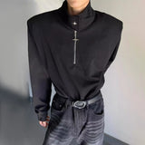 Versatile Half-Zip Shoulder Pad Sweatshirt