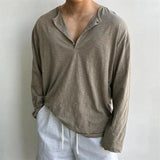 Irregular Texture Lightweight Spring Henley T-Shirt