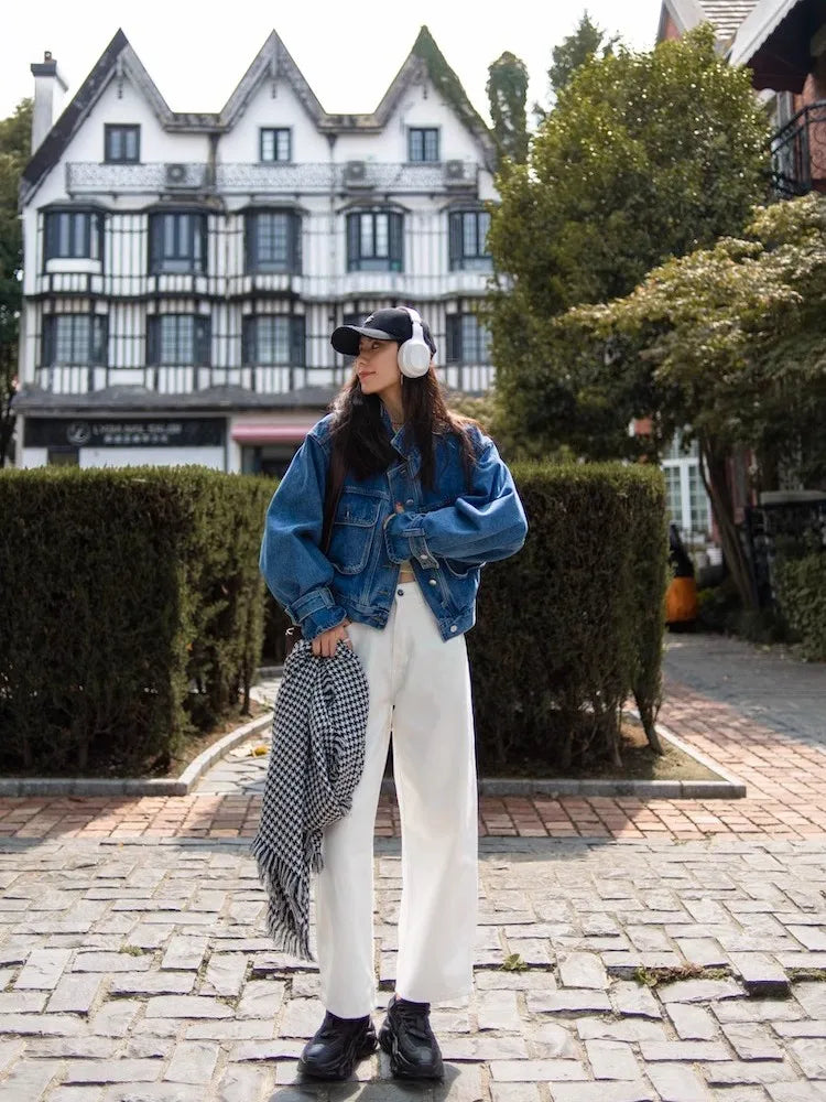 Vintage Blue Korean Design Denim Jacket