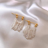 French Romantic Silver Tassel Metal Earring