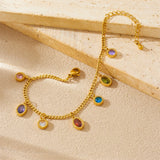Colorful Rhinestone Oval Stainless Steel Bracelet