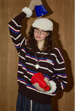 Retro Chic Oversized Striped Polo Sweater