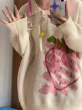 Cute Loose Knit Strawberry Sweater