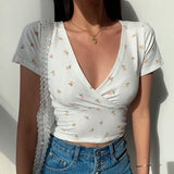 Floral V-neck Crop Top