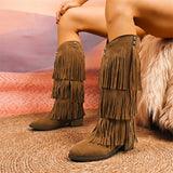 Retro Tassels Cowboy Fringe Knee High Boots