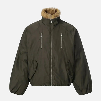 Retro Thick Quilted Fur Collar Jacket