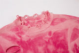 Knitted Tie-dye Holes Distressed Sweater