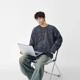 Textured Knit Crew Neck Long Sleeve Sweatshirt