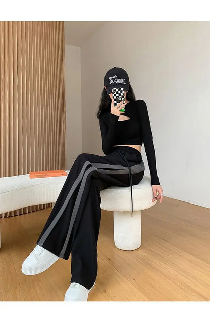 Striped Panelled Loose Pants