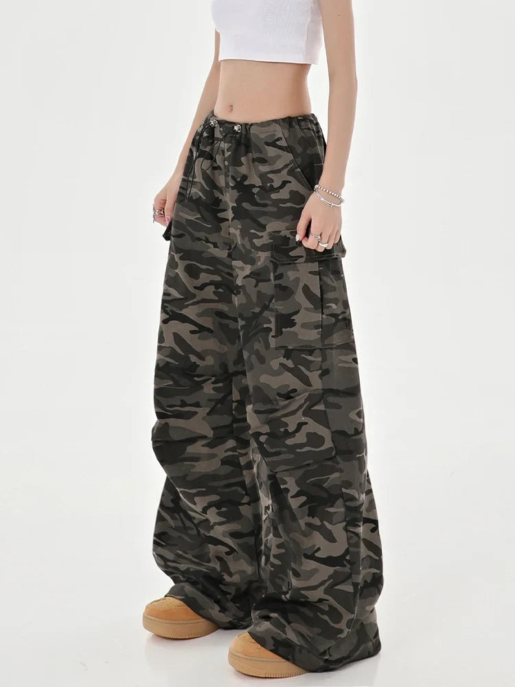 High Waist Camouflage Cargo Pants