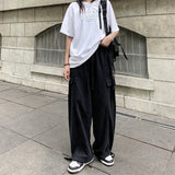 Comfortable Solid Color Wide Leg Cargo Pants