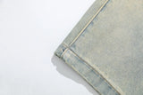 Chic Coated Printing Washed Wide Leg Jeans
