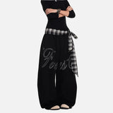 Chic Patchwork Drawstring Elastic Waist Jogger