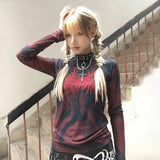 Grunge Aesthetic Tattoo Print Sheer T-Shirt