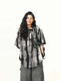 Stylish Lapel Tie Dye Gradient Shirt