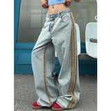 Street Edge Line Contrast Stripe Wide-Leg Jeans