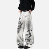American Style Distressed Music Printting Jeans