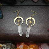 Brass Crescent Boho Witchy Earrings