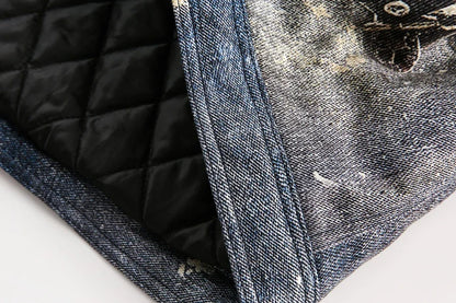 Abstract Chain Detail Denim Jacket