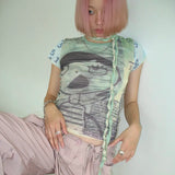 Vintage Grunge Mesh Cyber Graphic T-Shirt